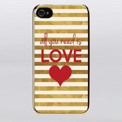 Love You Need Is Love Stripes Pattern Iphone Case..